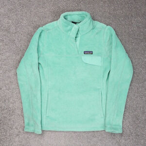 Womens Patagonia Re-Tool Snap T High Pile Small Teal Blue Long Sleeve Jacket